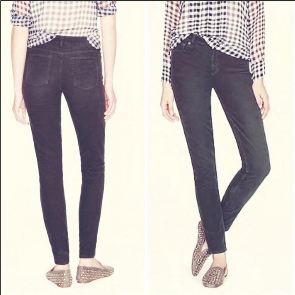 NEW J CREW Washed Black Corduroy Midrise Toothpick Skinny Ankle Cord Jeans 28